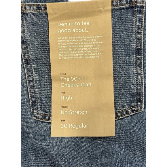 Everlane Womens Size 30 Jeans 90s Cheeky Jean High-Rise Blue Organic Cotton NEW - Picture 5 of 10